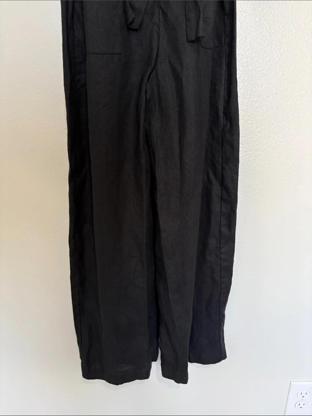 Reformation Naomi 100% Linen Sleeveless Wide Leg Jumpsuit Minimalist Black 0